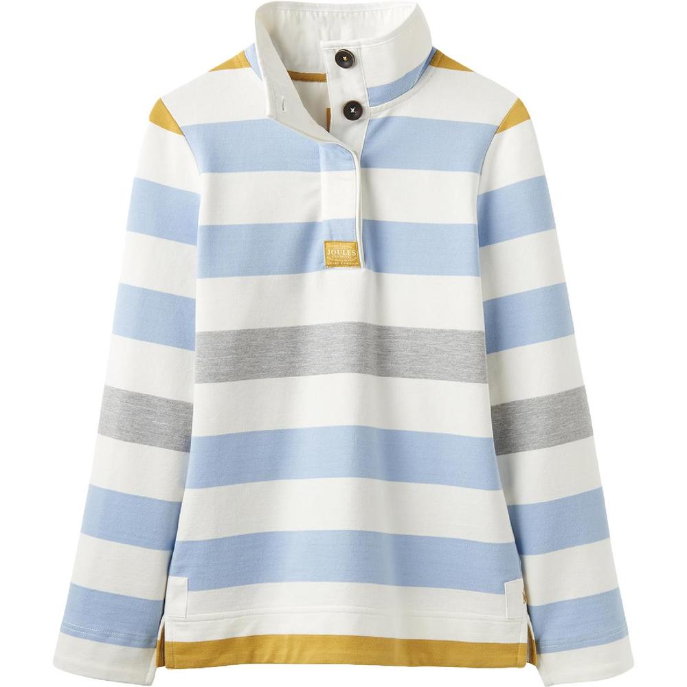 Joules Blue, White & Gray Striped Rugby Top with Mustard Accents
